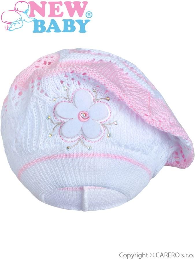 Pletená čepička-baret New Baby světle růžová Růžová 104 (3-4r)