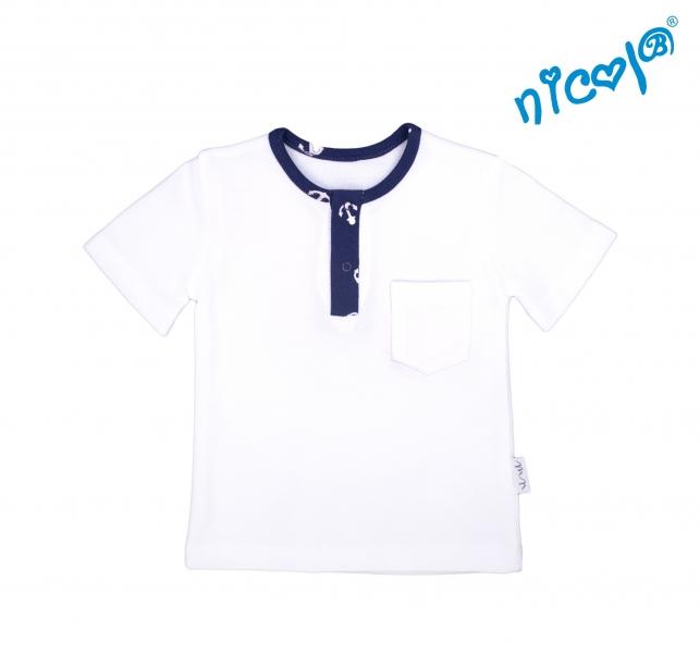 Dětské bavlněné tričko krátký rukáv Nicol, Sailor - bílé, vel. 128, 128 (7-8r)