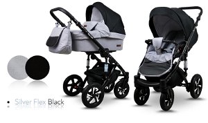 Kombinovaný kočárek Raf-pol Baby Lux SKY LARK SOFT 2021 Silver Flex Black