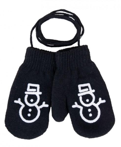 YO ! Zimní kojenecké rukavičky se šňůrkou a potiskem - chlapecké vzory/černé, vel. 80/92, 80-92 (12-24m)