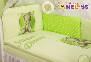 Baby Nellys Mantinel 360cm s povlečením Sweet Dreams by Teddy - zelený, 120x90