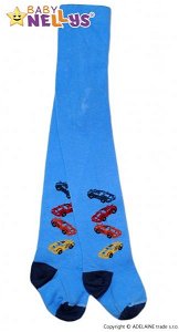 Bavlněné punčocháče Baby Nellys ®  - 4 autička sv. modré, vel. 80/86, 80-86 (12-18m)