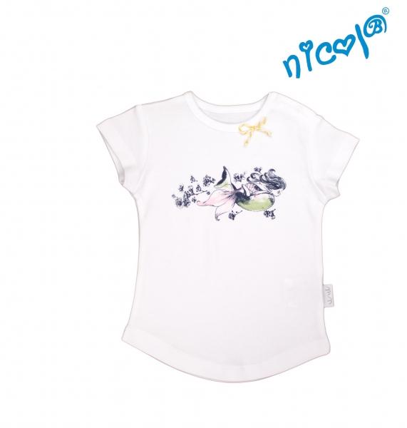 Kojenecké bavlněné tričko Nicol, Mořská víla - krátký rukáv, bílé, 56 (1-2m)