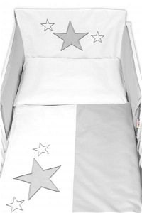 Baby Nellys Mantinel s povlečením Baby Stars - šedý, 120x90