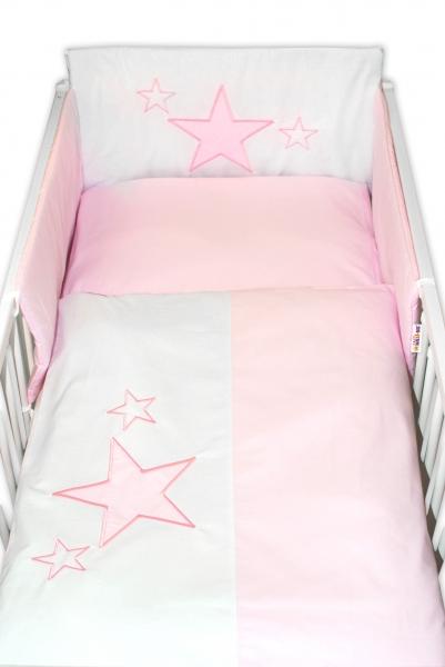 Baby Nellys Mantinel s povlečením Baby Stars  - růžový, 120x90