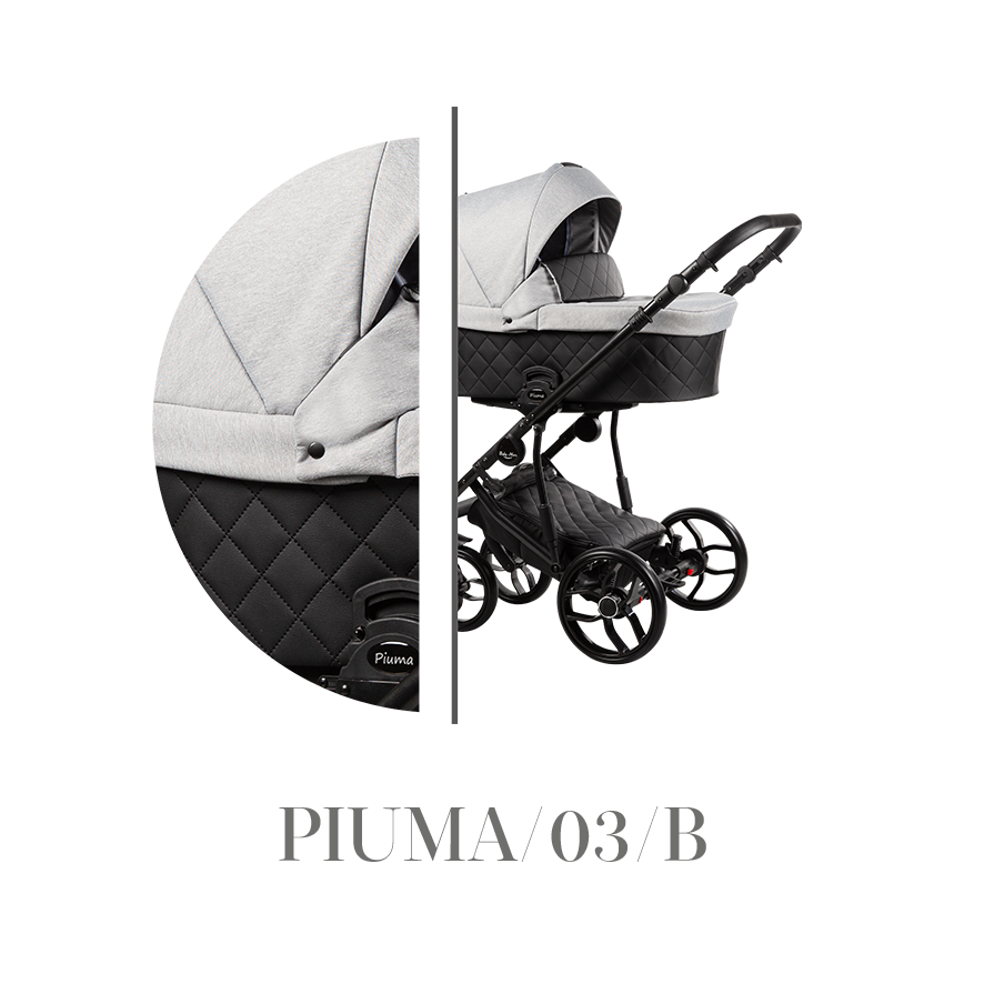 Kombinovaný kočárek Baby Merc 2v1 PIUMA 2021, černý rám PIUMA/03/B