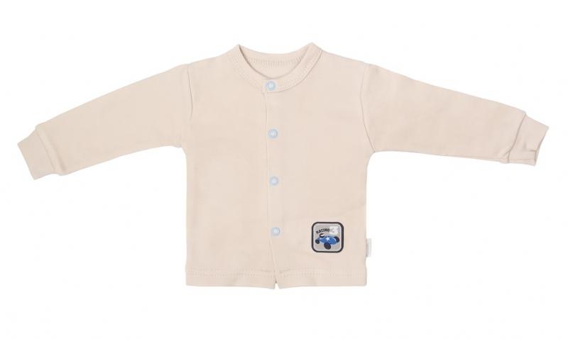 Mamatti Novorozenecká bavlněná košilka, kabátek, Čísla - béžová, vel. 62, 62 (2-3m)