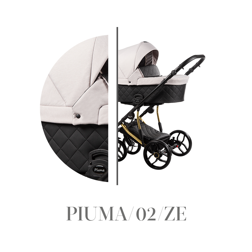 Kombinovaný kočárek Baby Merc 2v1 PIUMA LIMITED 2021, zlatý rám PIUMA/02/ZE