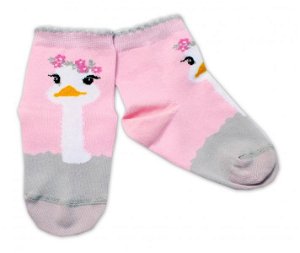 Baby Nellys Bavlněné ponožky Pštros - světle růžové, 92-98 (18-36m)
