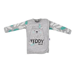Kojenecká bavlněná košilka New Baby Wild Teddy Šedá 56 (0-3m)