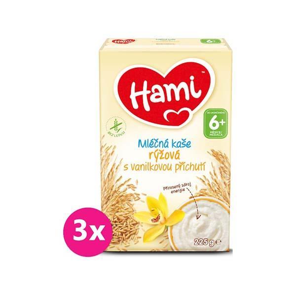 3x HAMI Kaše mléčná rýžová s vanilkovou příchutí 225 g