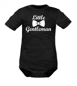 DEJNA Body krátký rukáv Little Gentleman, vel. 68 - černé, 68 (3-6m)