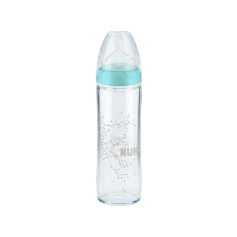 NUK New classic láhev Love sklo 240 ml, silikon - modrá