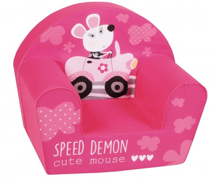 Delsit Dětské křesílko, pohovka - Speed Damon - Cute mouse, růžová