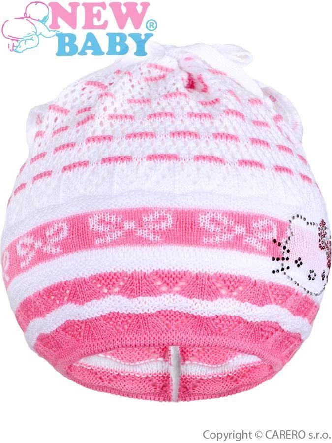Pletená čepička-šátek New Baby kočička růžová Růžová 104 (3-4r)