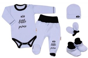 Baby Nellys 5-ti dílná soupravička do porodnice Little Princ - modrá, 56 (1-2m)