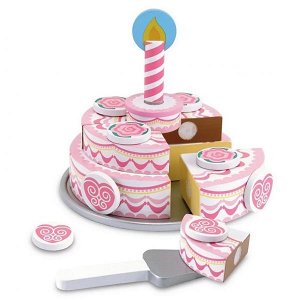 Melissa & Doug Melissa&Doug  Dvouvrstvý dřevěný narozeninový dort na hraní, růžový