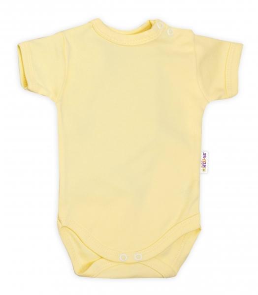 Baby Nellys Bavlněné body krátký rukáv - žluté, vel. 86, 86 (12-18m)