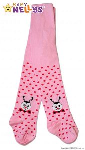 Bavlněné punčocháče Baby Nellys ®  - Beruška růžové s puntíky, vel. 80/86, 80-86 (12-18m)