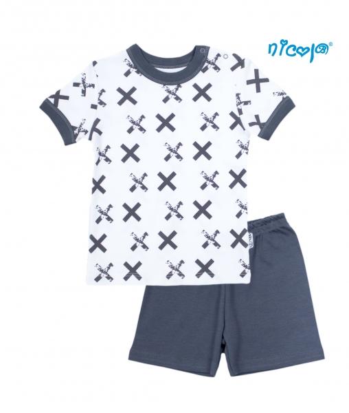 Dětské pyžamo krátké Nicol, Rhino - bílé/grafit, vel.110, 110 (4-5r)