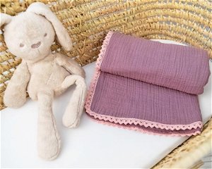 Baby Nellys Luxusní jednovrstvá mušelínová dětská deka, 75 x 100 cm, lila, fialová