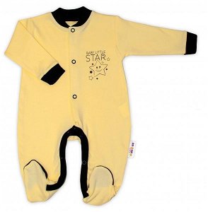 Baby Nellys Bavlněný overálek Baby Little Star - žlutý, vel. 68, 68 (3-6m)