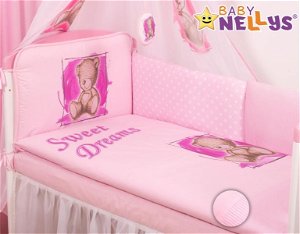 Baby Nellys Mantinel 360cm s povlečením Sweet Dreams by Teddy - růžový, 135x100