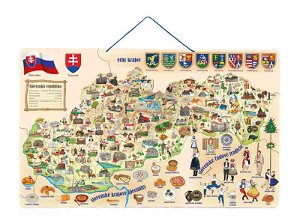 WOODY Hra spoločenská Mapa Slovenska, magnetická s obrázkami 3v1