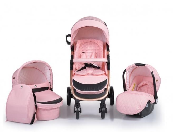 Moni Cangaroo Dětský kočárek 3v1, Noble 2021 - růžový