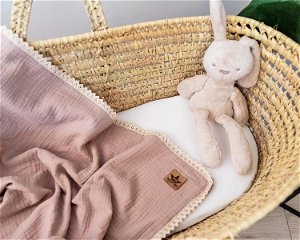 Baby Nellys Luxusní dvouvrstvá mušelínová dětská deka, 75 x 100 cm, cappuccino, béžová