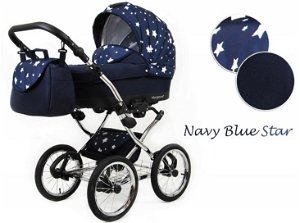 Kombinovaný kočárek Raf-Pol Baby Lux Margaret Chrome 2019 Navy Blue Star
