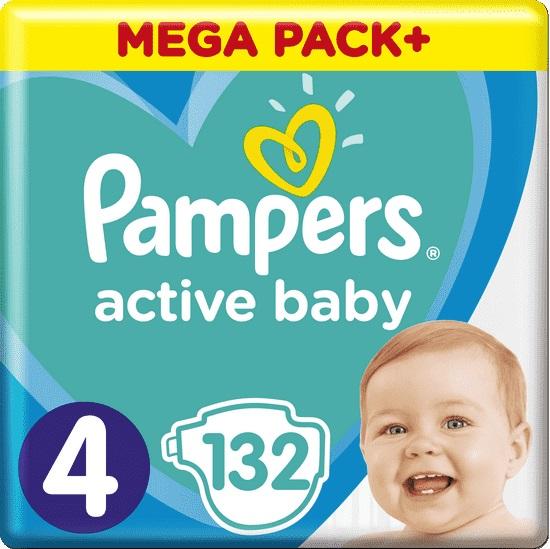 PAMPERS Active Baby 4 (9-14 kg) 132 ks MEGA PACK – jednorázové pleny