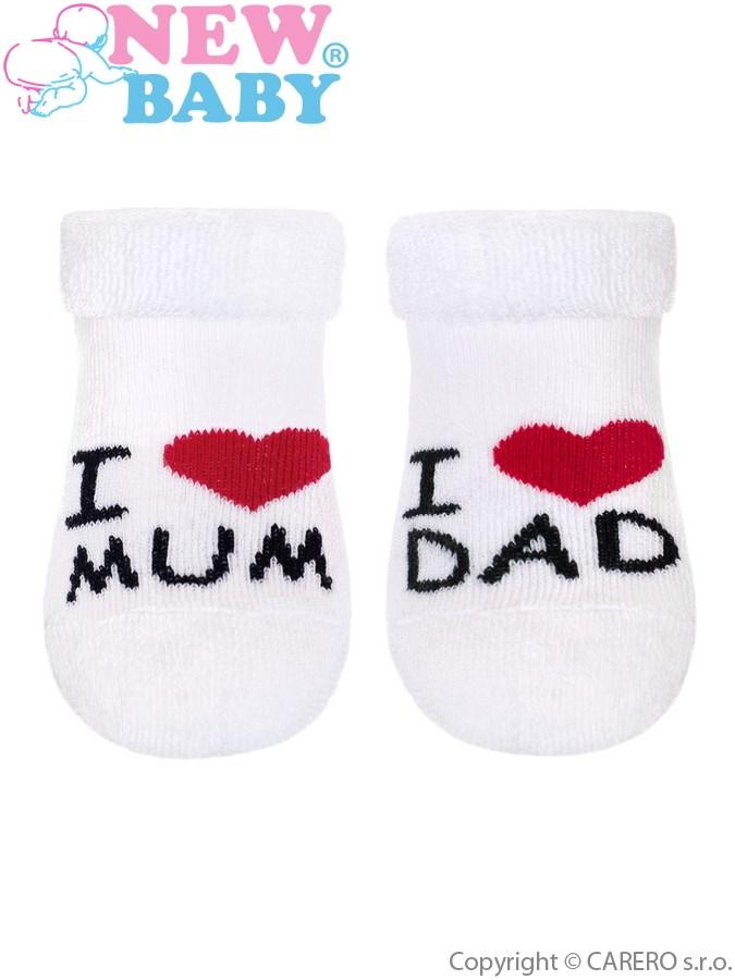 Kojenecké froté ponožky New Baby bílé I Love Mum and Dad Bílá 62 (3-6m)