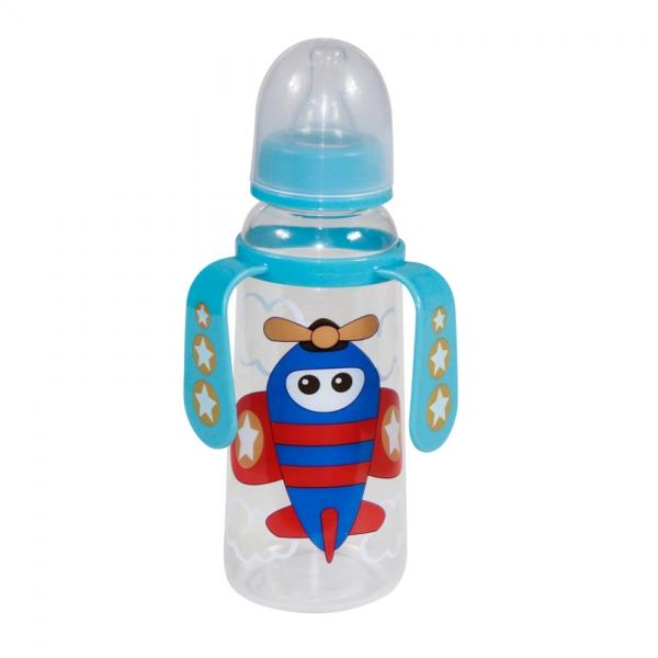 NELLYS Dětská kojenecká láhev s oušky Lorelli 250 ml BLUE PLANE