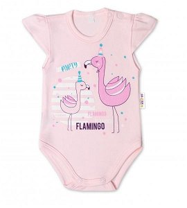 Baby Nellys Bavlněné kojenecké body, kr. rukáv, Flamingo - sv. růžové, 56 (1-2m)