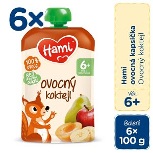 6x HAMI Kapsička ovocná Ovocný koktejl 100 g, 6m+