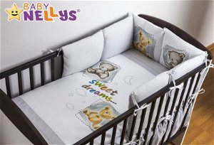 Baby Nellys Povlečení s polštářkovým mantinelem Sweet Dreams by TEDDY - šedý, 140x70