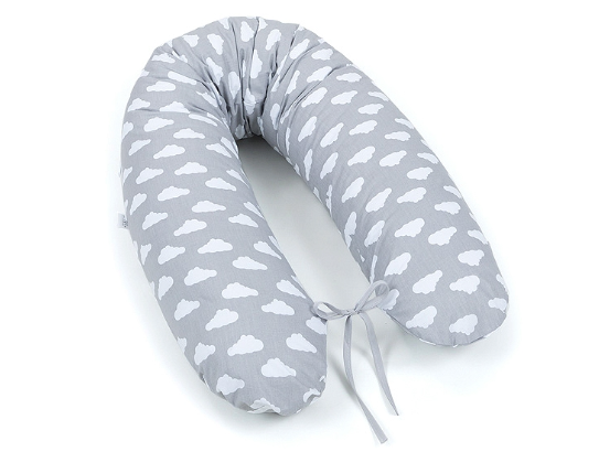 Baby Nellys Mamo Tato Kojící polštář - relaxační poduška Multi Mráčky bílé na šedé