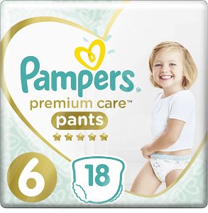 PAMPERS Premium Care Pants 6 MAXI (15+ kg) 18 ks Carry Pack – plenkové kalhotky