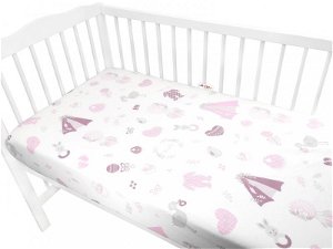 Baby Nellys Dětské bavlněné prostěradlo do postýlky, New Love Baby - růžové, 140 x 70 cm, 140x70