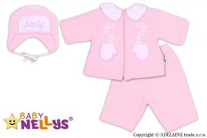 Kabátek, čepička a kalhoty Baby Nellys ®- sv. růžová, 74 (6-9m)