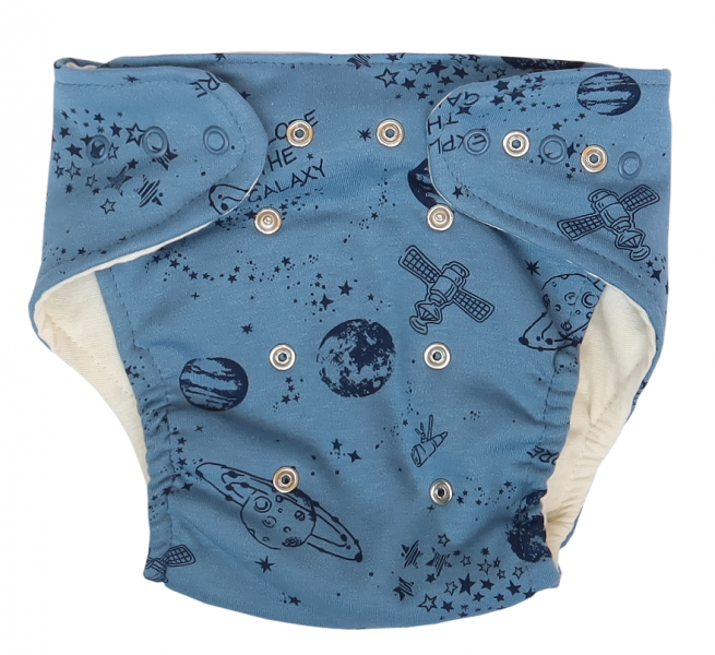Mamatti Látková plenka EKO sada - kalhotky + 2 x plenka, Vesmír, vel. 3 - 8 kg modrá, 3 - 8 kg