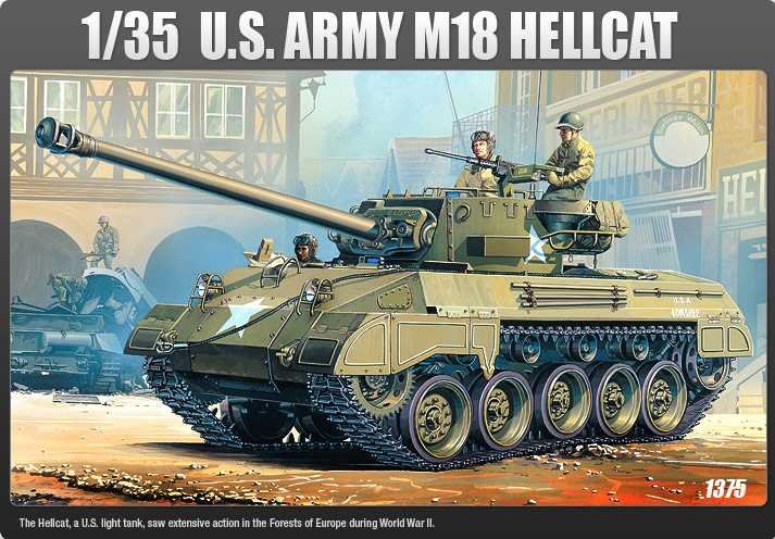 Academy Model Kit tank 13255 - US ARMY M-18 HELLCAT (1:35)