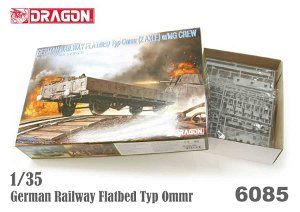 Dragon Model Kit military 6085 - GERMAN RAILWAY FLATBED Typ Ommr (2 AXLE) w/MG CREW (1:35)