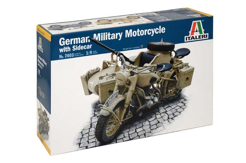 Italeri Model Kit military 7403 - German Military Motorcycle with Sidecar (1:9)