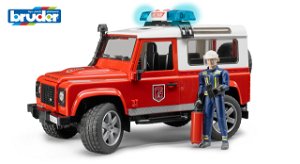Bruder Užitkové vozy - hasičské auto Land Rover s hasičem
