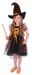 Rappa Dětský kostým čarodějnice/Halloween hvězdička (M) EKO