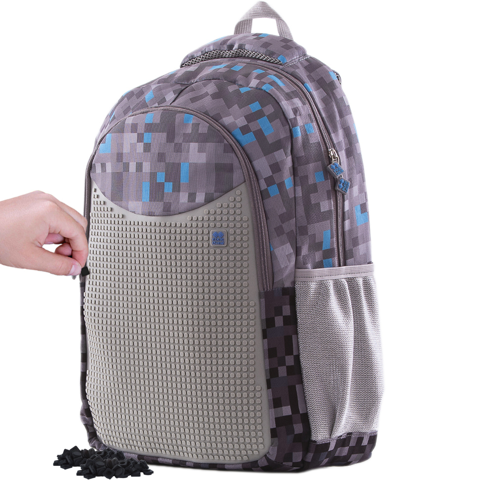 PIXIE CREW Kreativní studentský batoh  šedo-modrý