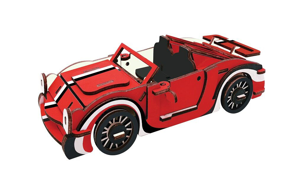 Rappa Woodcraft Dřevěné 3D puzzle Červený kabriolet