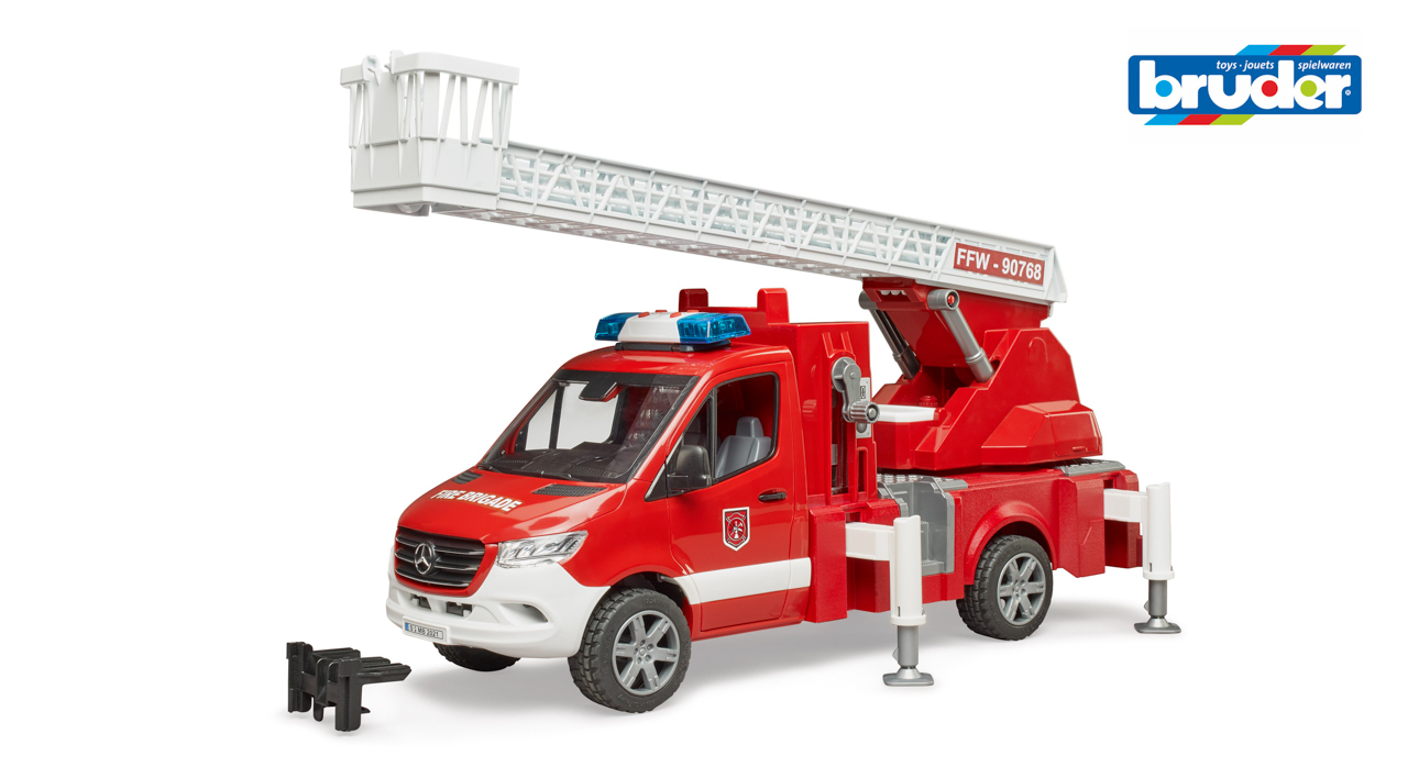 Bruder Konštrukčné vozidlá - hasičské auto s rebríkom a vodnou pumpou